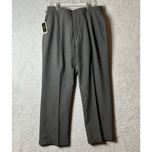 Haggar Black Label Wool Pants Men 36x30 Gray Wrinkle-Free Cuffed Career Work NEW